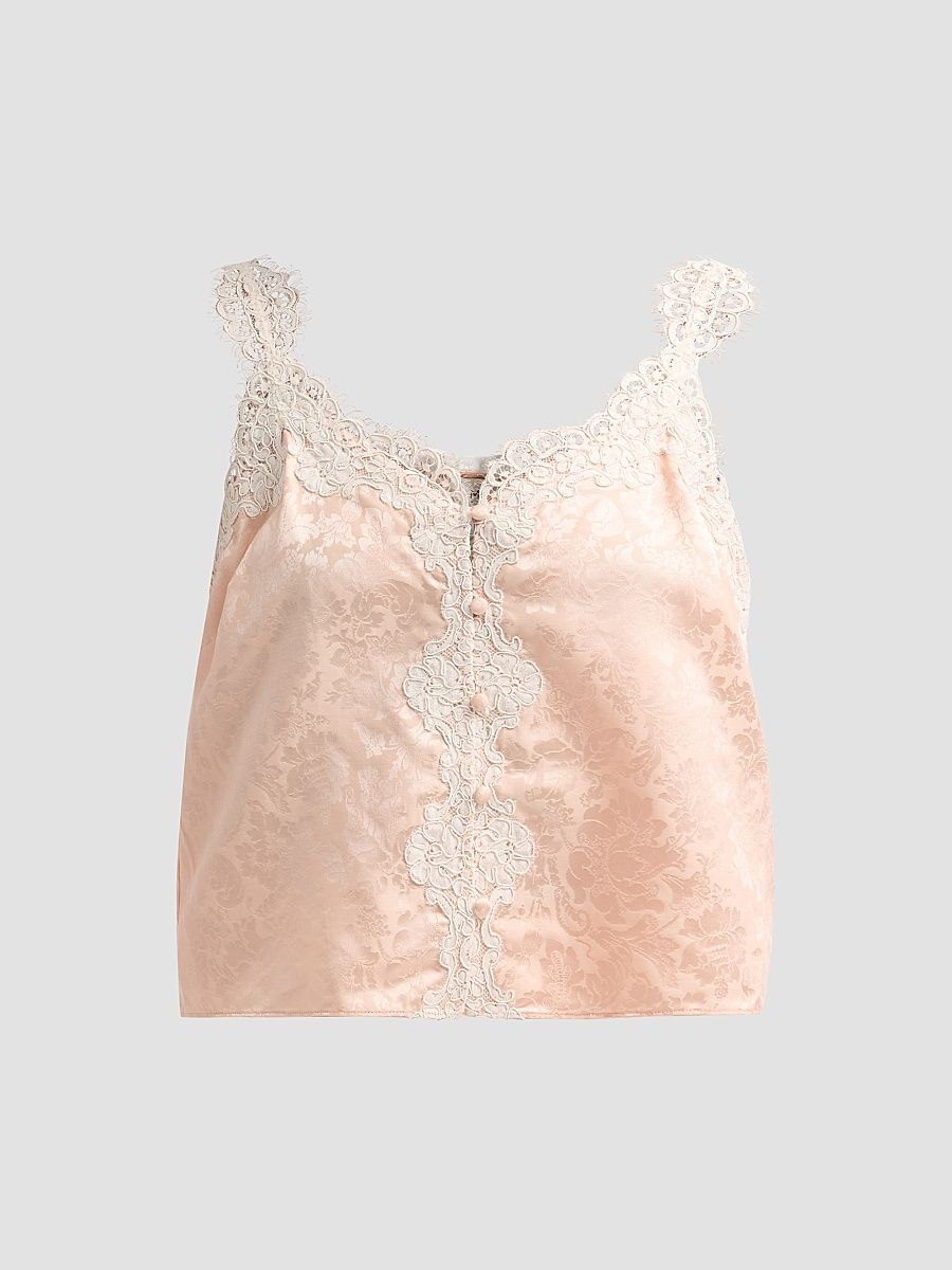 Women's Collins Lace Trim Satin Camisole - Light Peach - Size Large