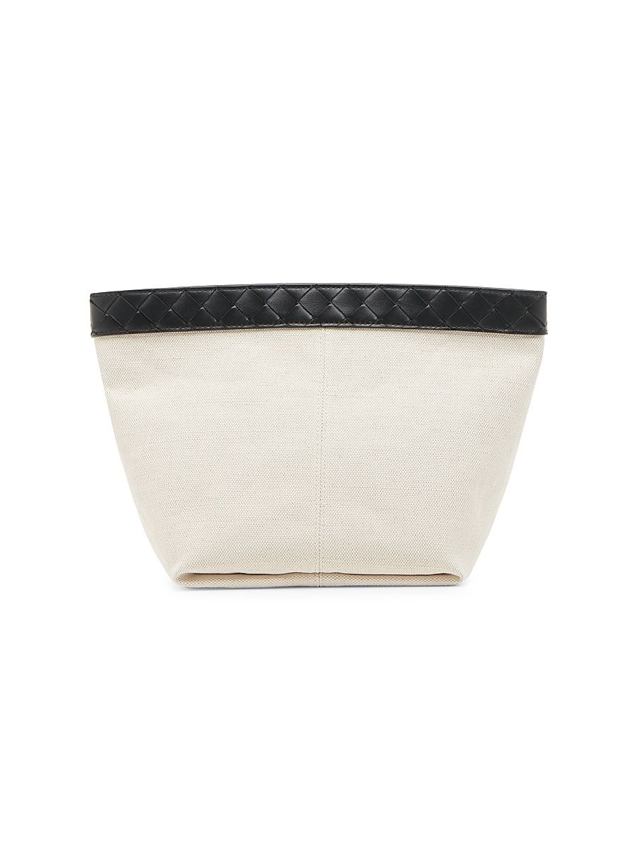 Women's Medium Prism Canvas & Leather Pouch - Natural Fondant
