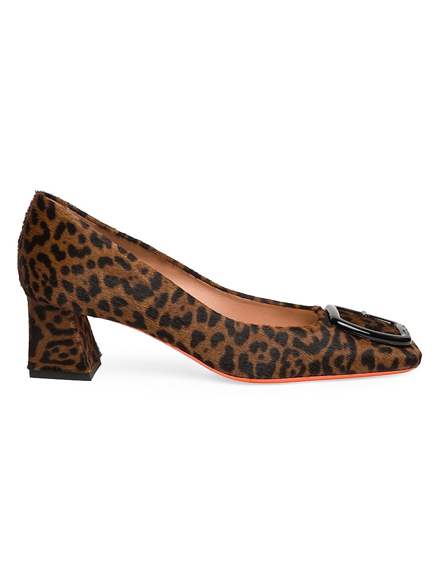 Women's 75MM Leopard-Print Calf Hair Pumps - Leopard - Size 10