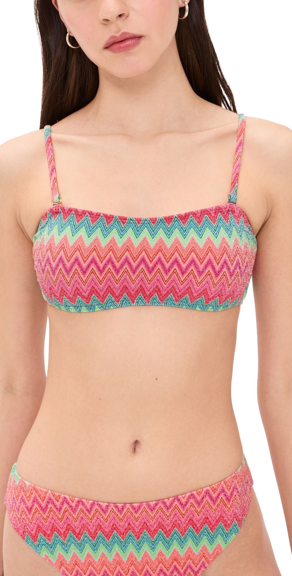 Beach Riot Kelsey Bikini Top Strawberry Ice Chevron S