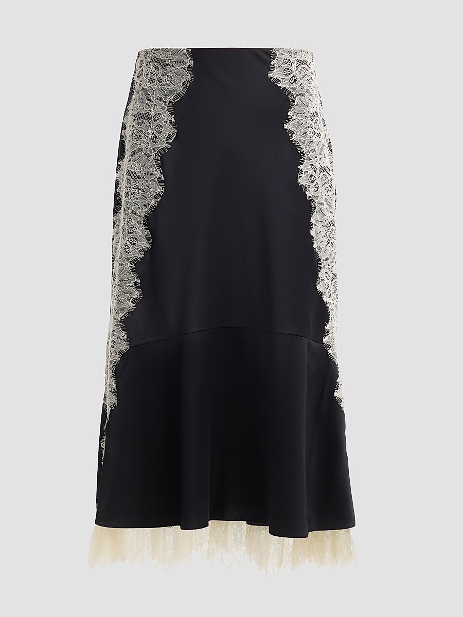 Women's Esme Satin Liore Midi Skirt - Black Gardenia - Size 00