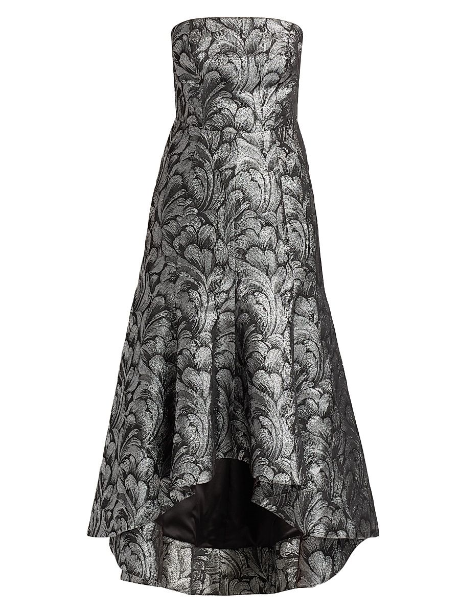 Women's Diana Feather Jacquard Strapless Midi-Dress - Silver Multi - Size 12