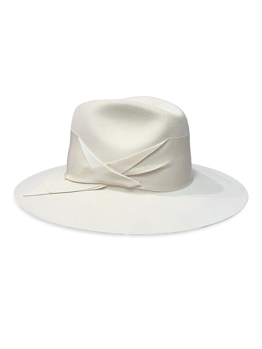 Women's Gardenia Asymmetric Ribbon Fedora - Cocoa - Size Large