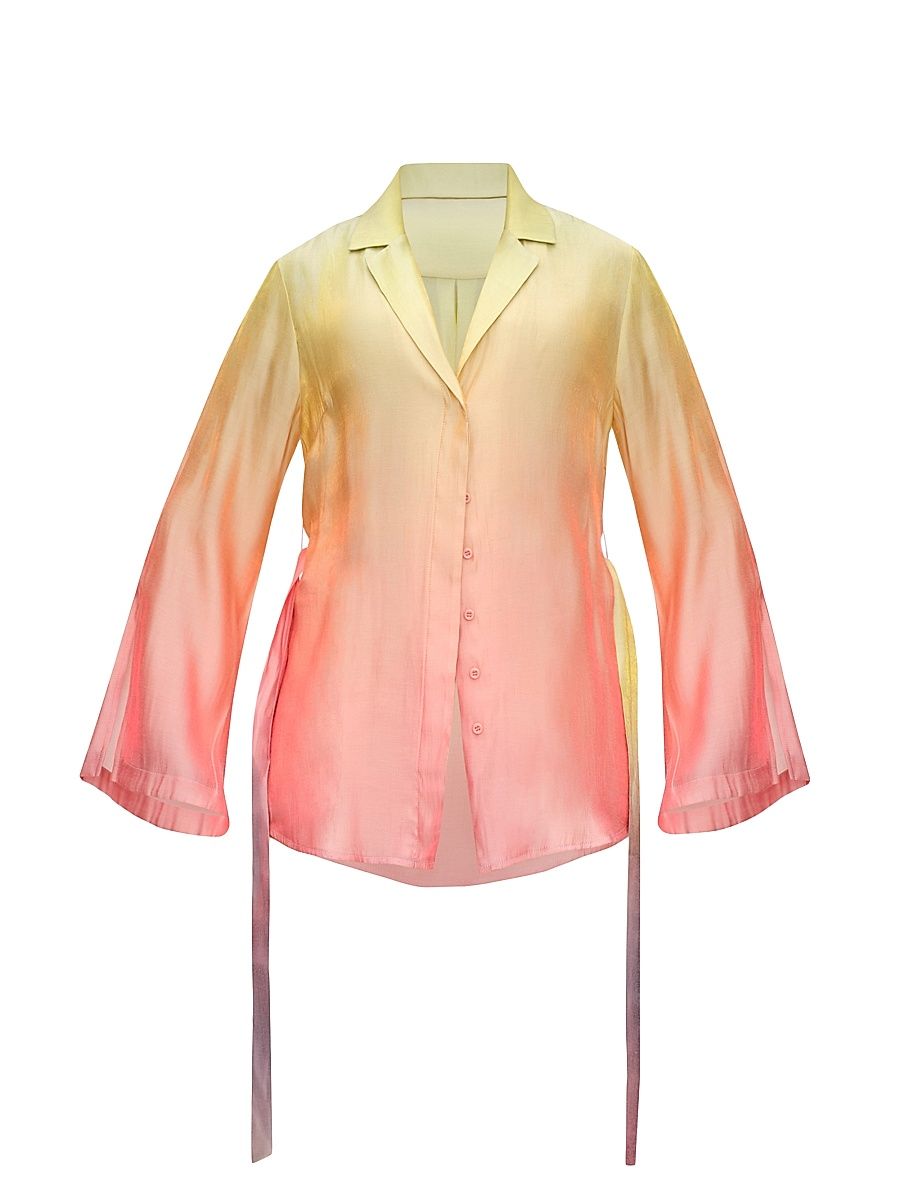 Women's Bata Ombré Chiffon Blouse - Adwa Light Print - Size Medium