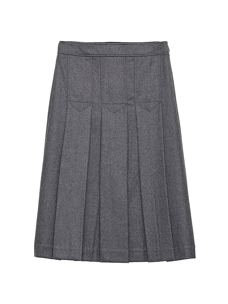 Women's Pleated Flannel Skirt - Grey - Size 2