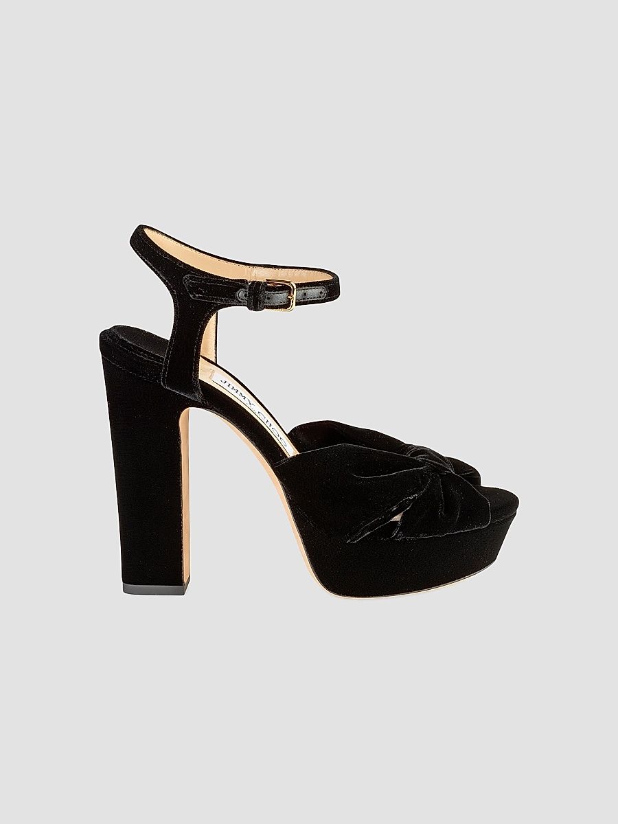 Women's Heloise 120MM Velvet Platform Sandals - Black - Size 11
