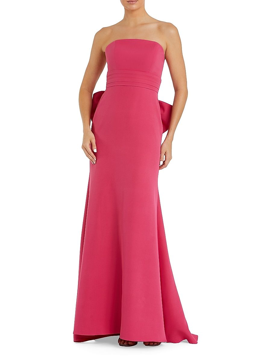 Women's Crepe Bow Strapless Gown - Hot Pink - Size 12
