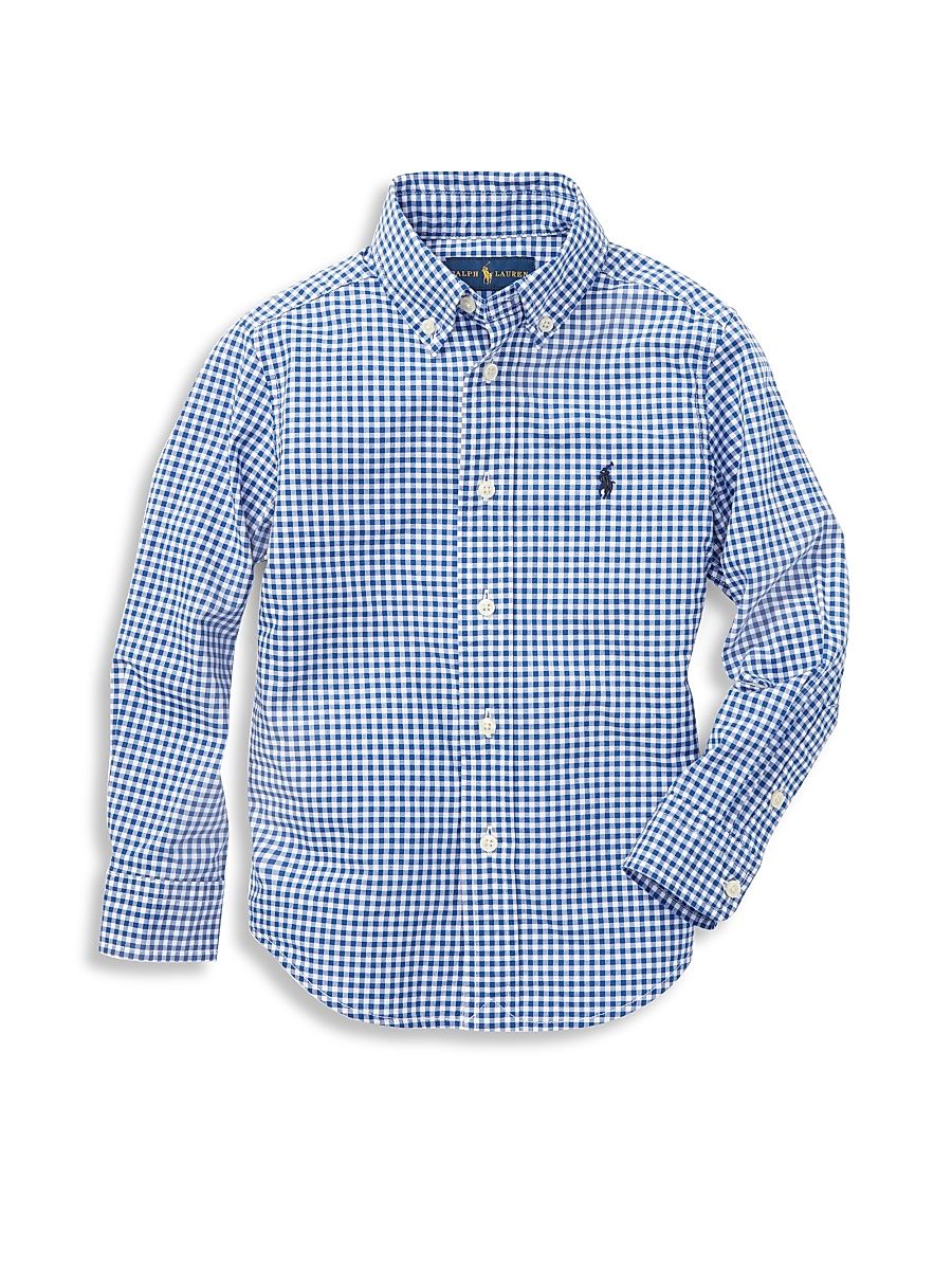 Little Boy's & Boy's Gingham Check Shirt - Blue - Size 7