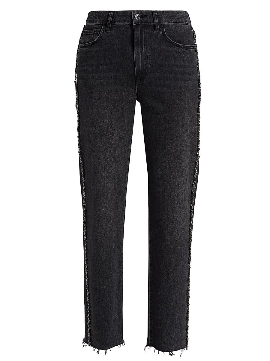 Women's Mason Embellished Ankle-Length Jeans - Glitz Black Embellished - Size 30
