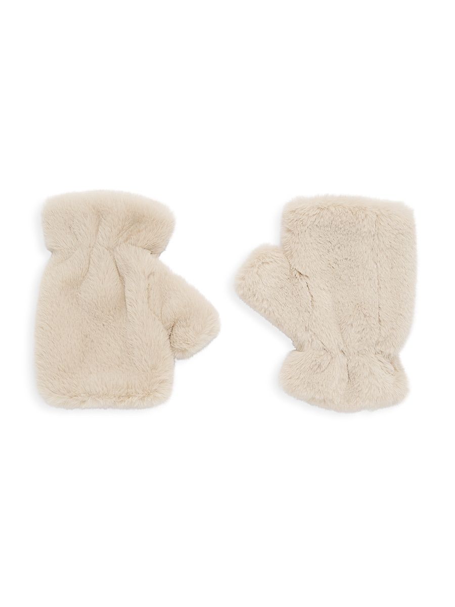 Women's Ariel Faux Fur Fingerless Gloves - Latte