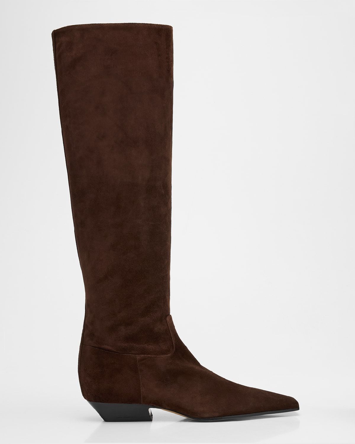 Suede Square-Toe Knee Boots