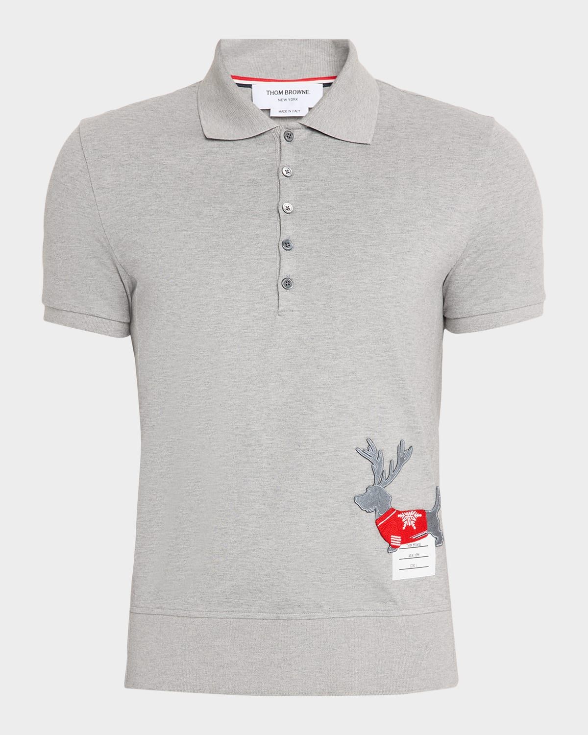 Men & apos;s Holiday Reindeer Dachshund Knit Polo Shirt