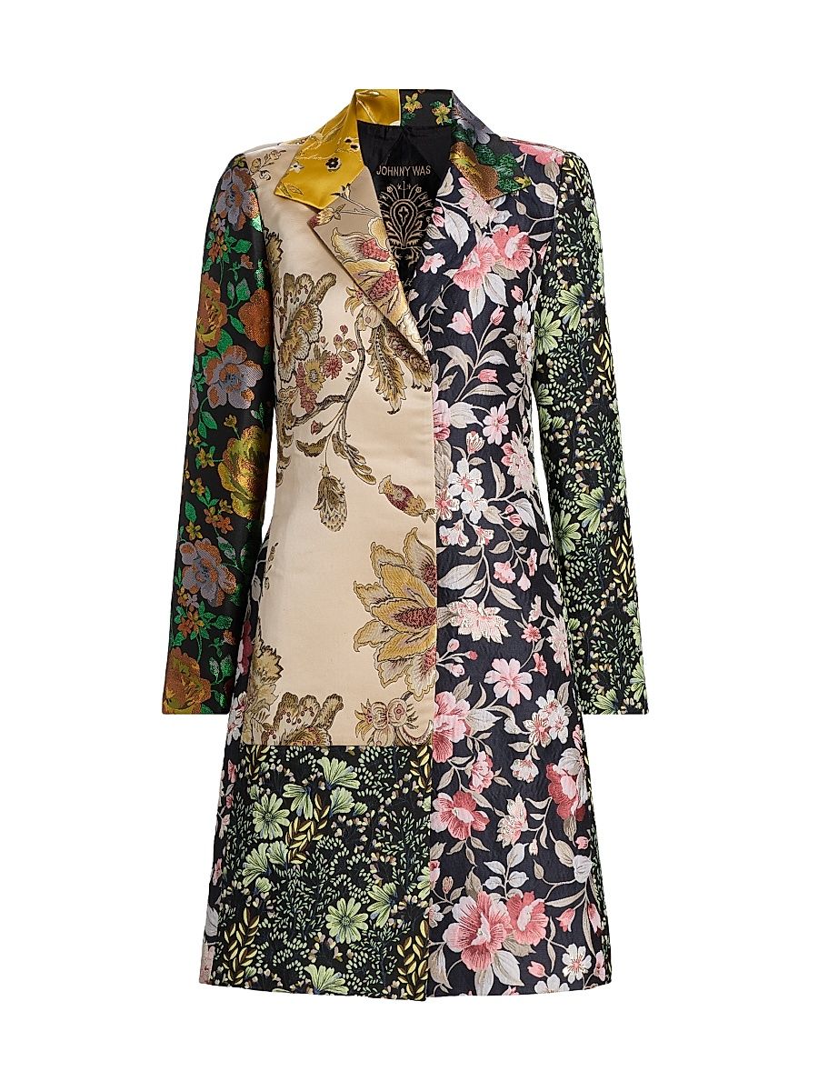 Women's Limited Edition Floral Jacquard Coat - Black - Size XXL