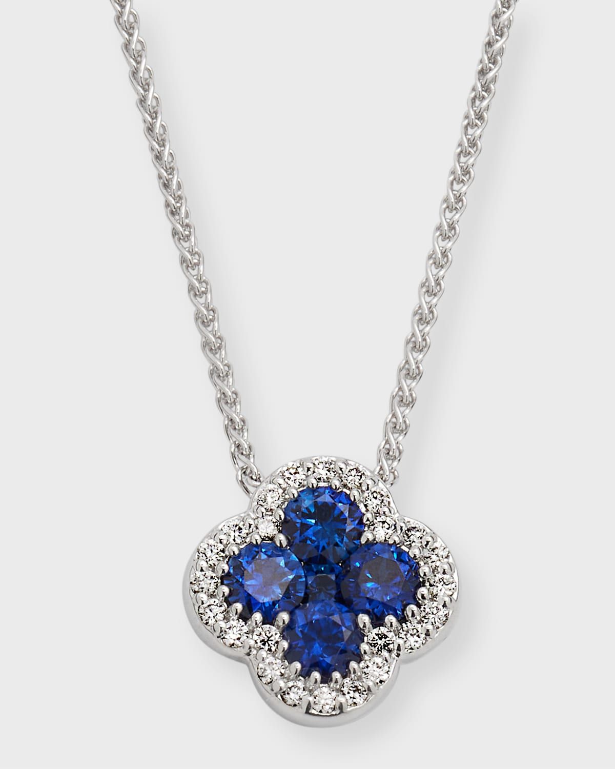 18k White Gold Diamond and Sapphire Pendant Necklace, 18"L, 0.80tcw