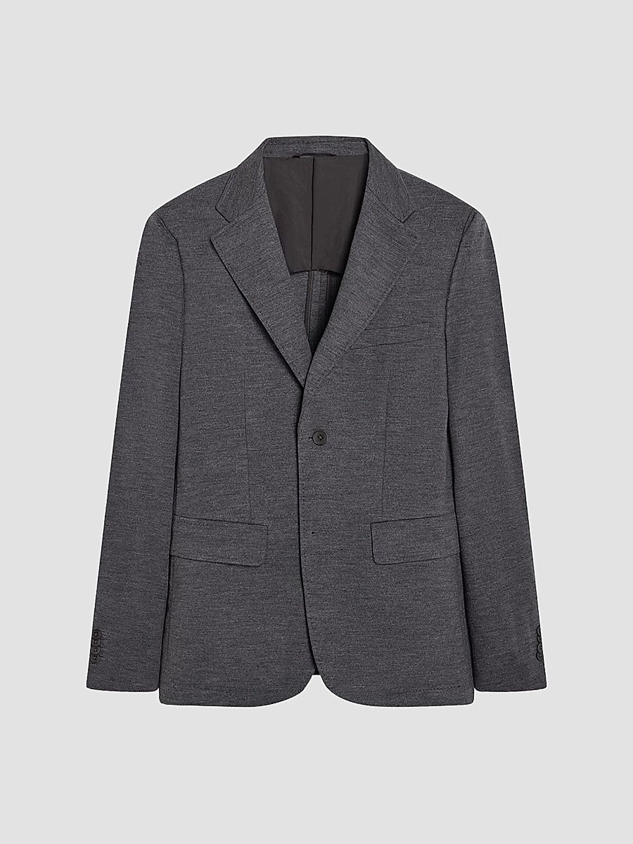 Bugatchi Men's Wool-Nylon Single-Breasted Blazer - Anthracite - Size 48