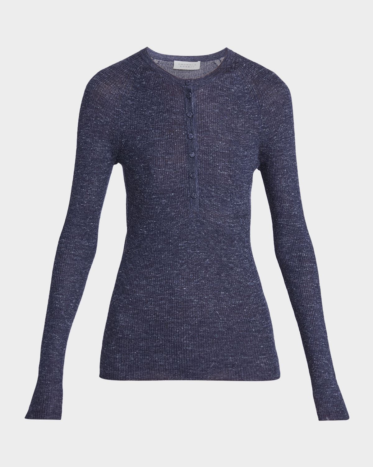 Anges Cashmere Rib Henley Sweater