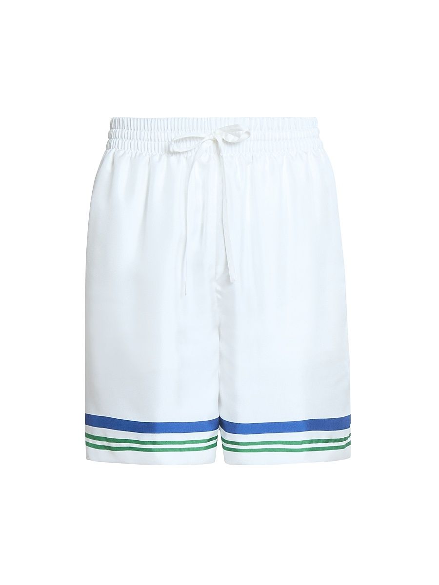 Men's Tennis Ball Striped Silk Shorts - Silk Twill - Size Medium