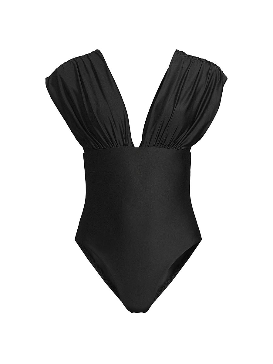 Women's Joy Ruched One-Piece Swimsuit - Black - Size Large