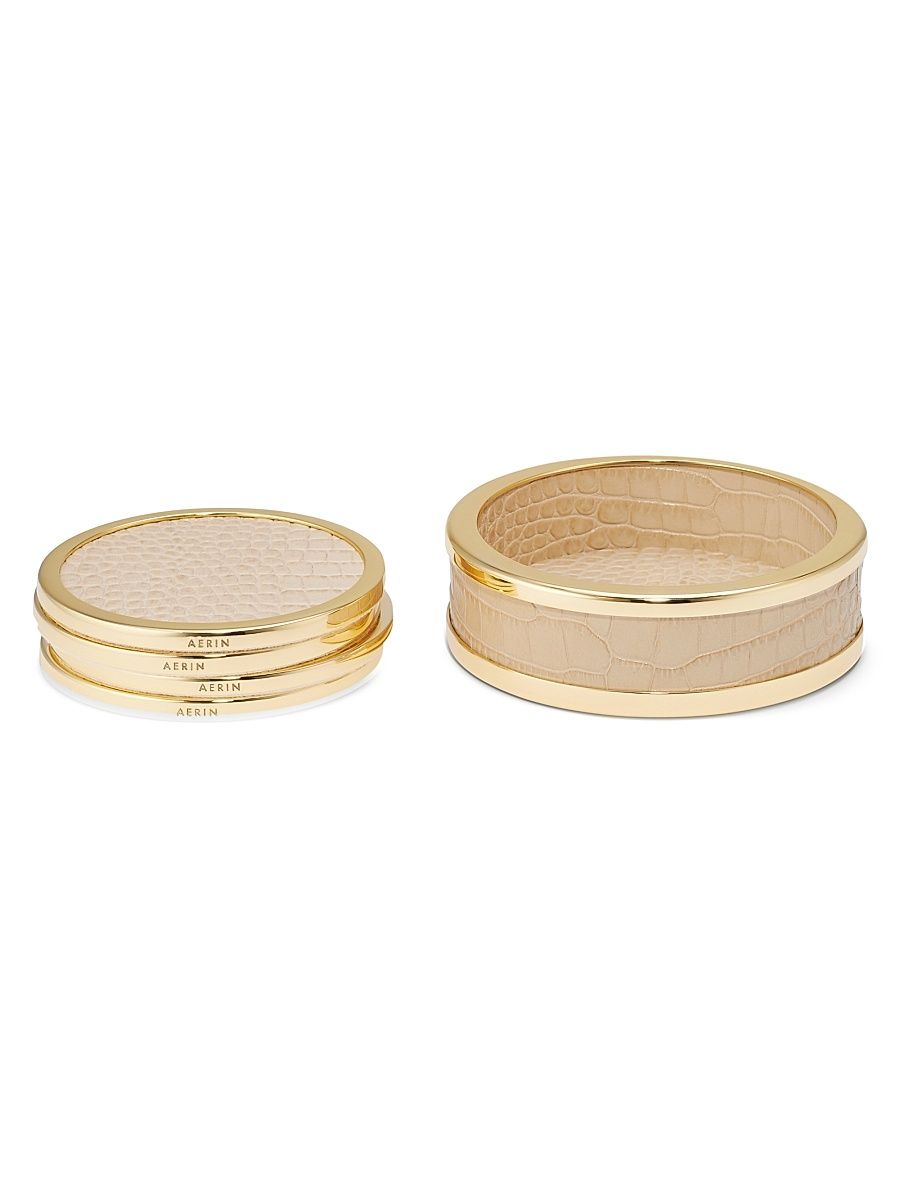Colette Croc-Embossed Leather Coasters/Set Of Four