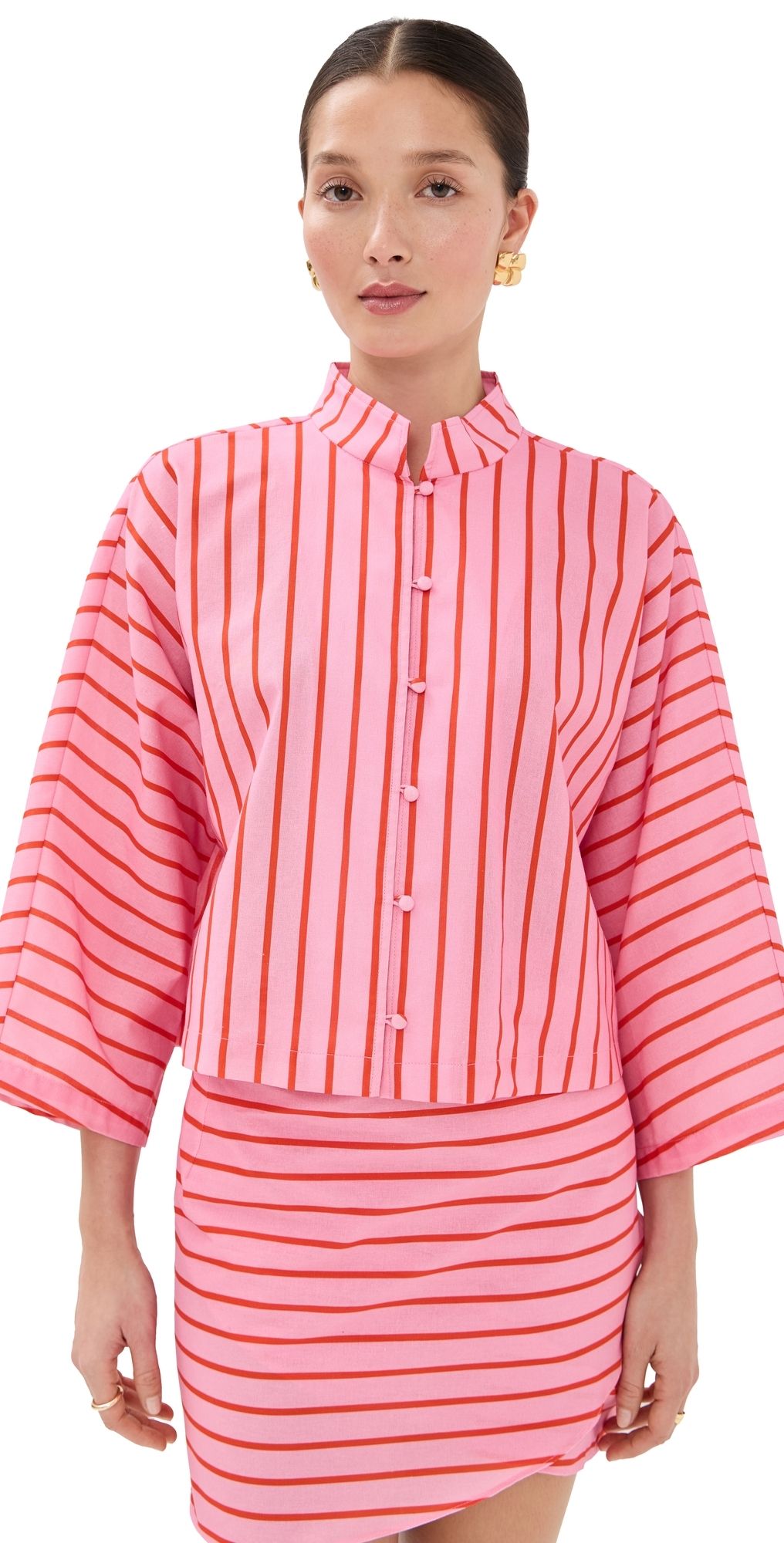 La Vie Style House Pinstripe Everyday Shirt Pink One Size