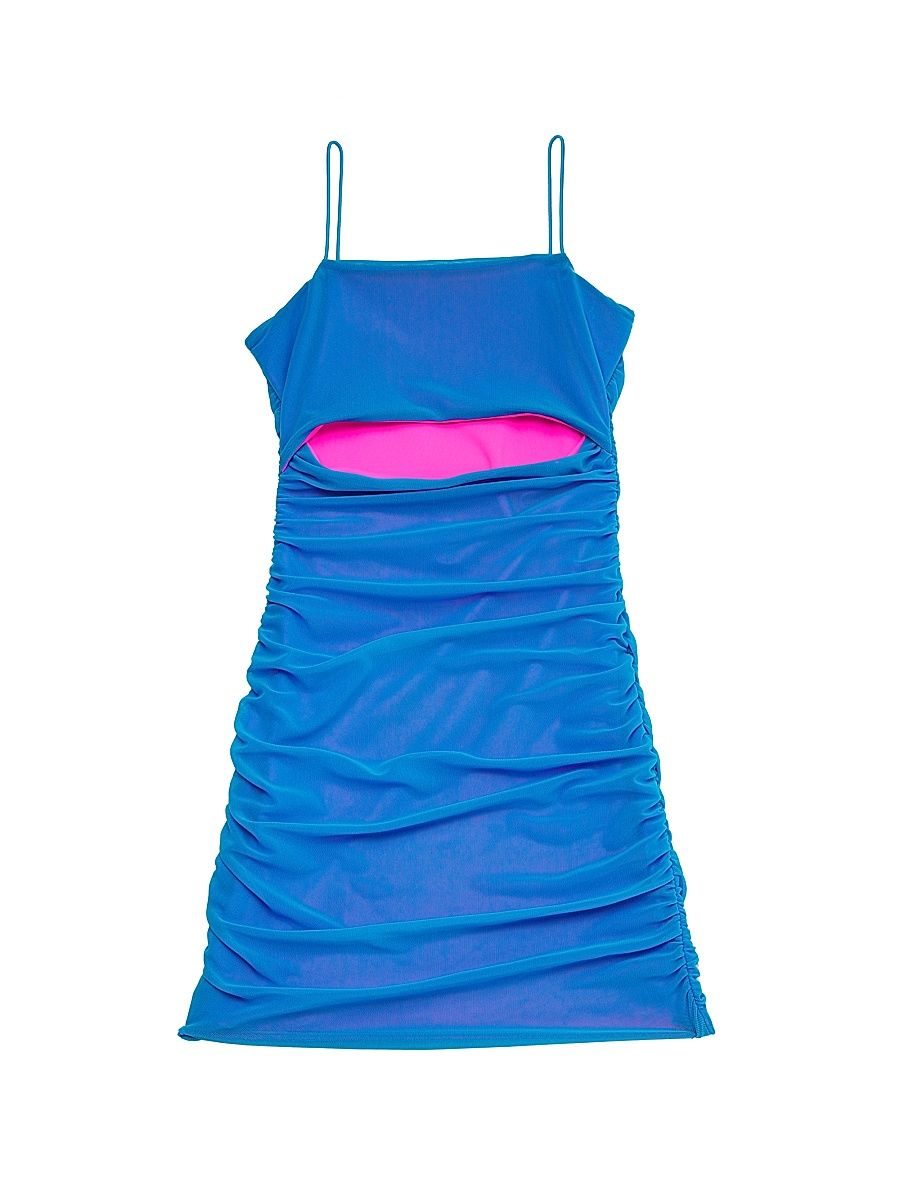 Girl's The Liv Dress - Neon Pink Blue - Size 10