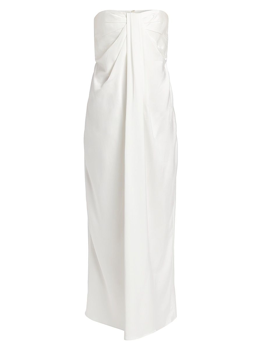 Women's Alyssa Satin Strapless Maxi Dress - Ivory - Size 8