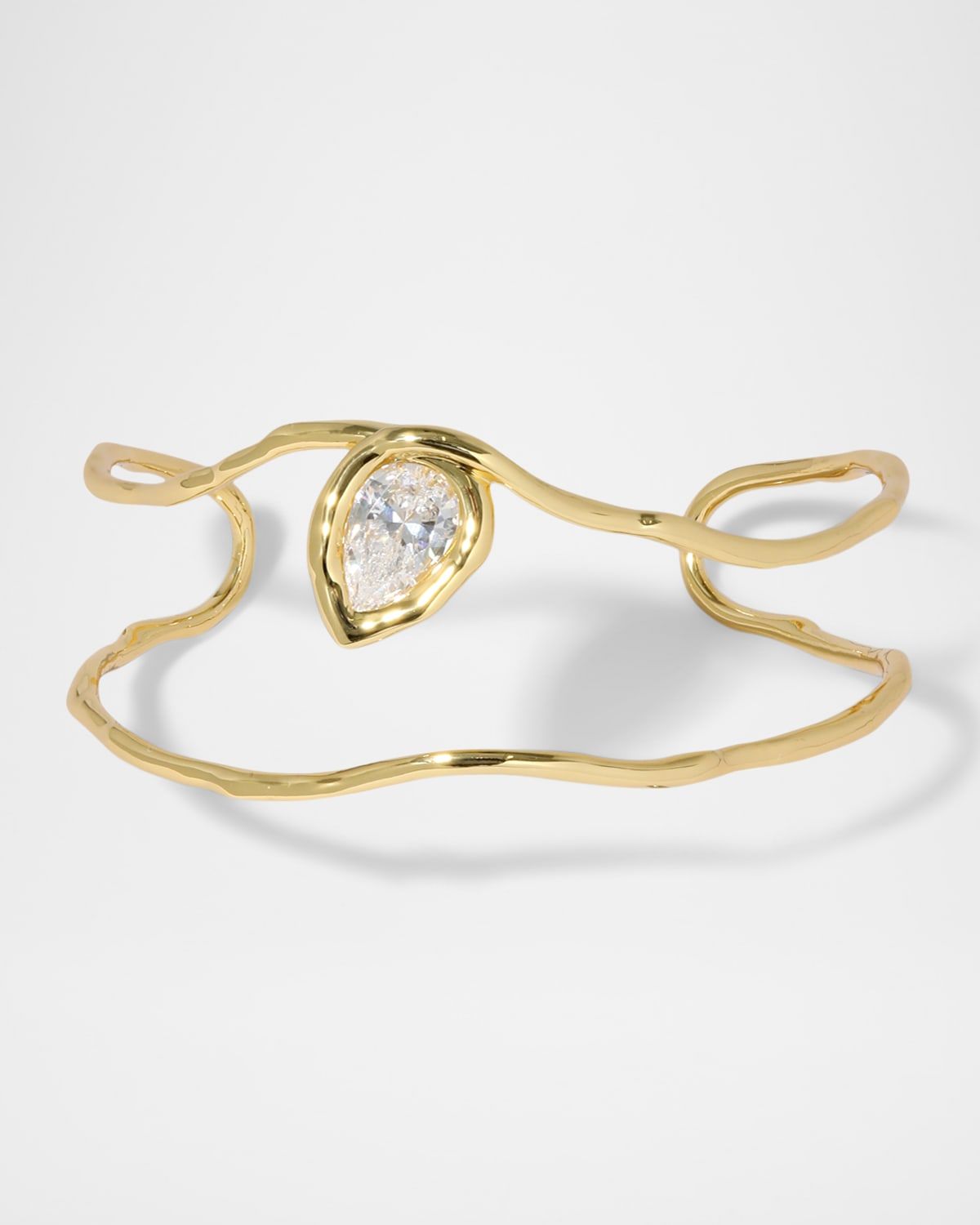 Asterales Gold Flat CZ Cuff Bracelet