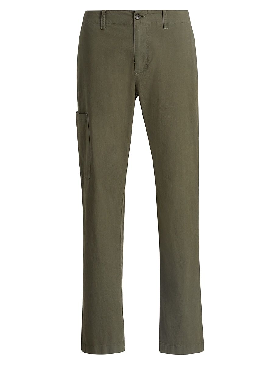 Men's Owen Stretch-Cotton Straight-Leg Trousers - Coulter Green - Size 31