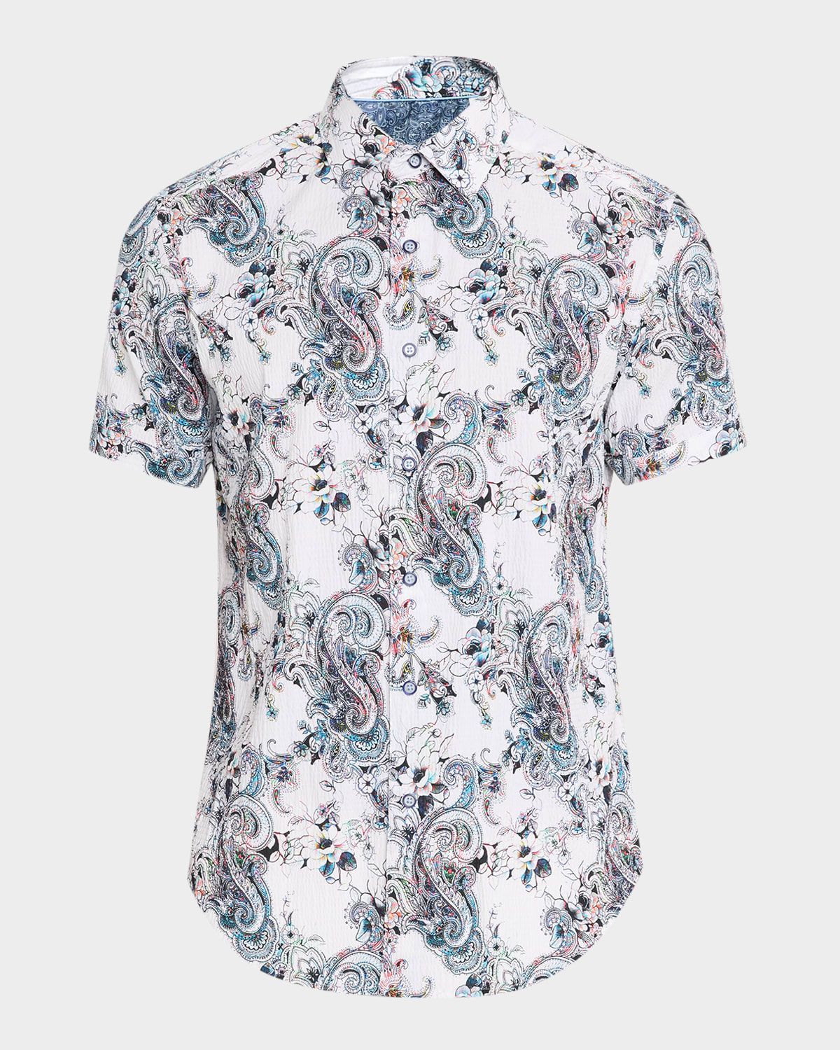 Men & apos;s Pickwick Seersucker Paisley Short-Sleeve Shirt