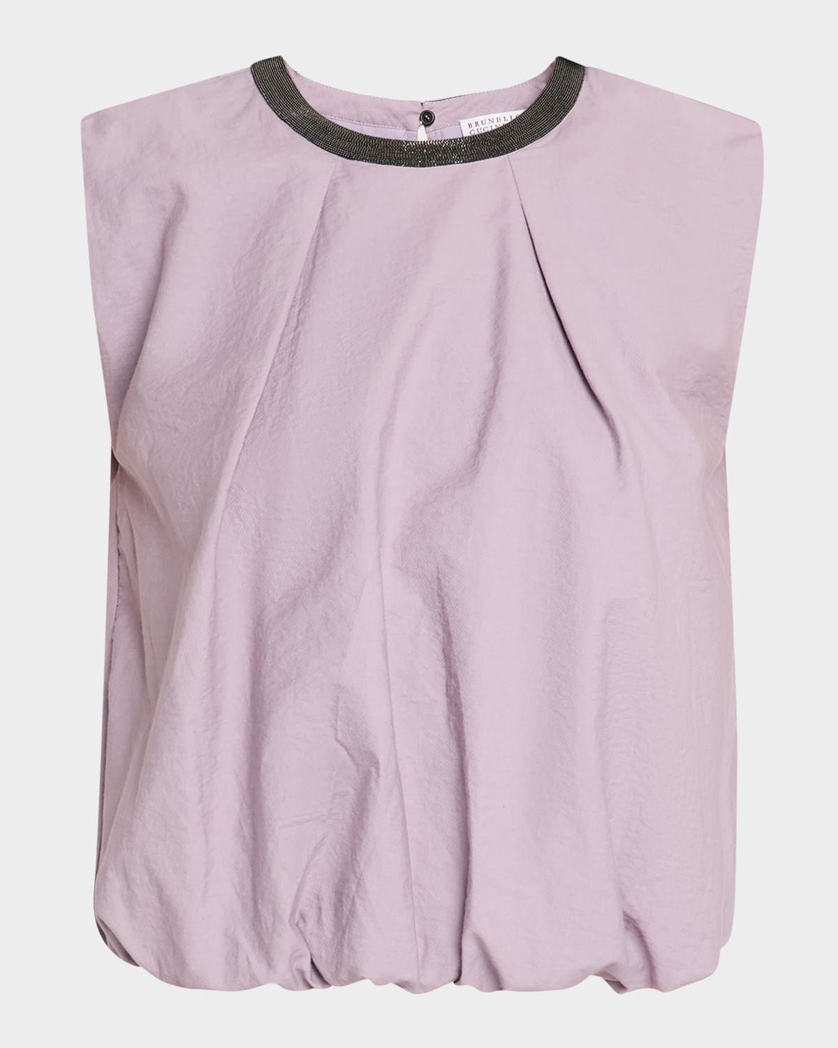 Monili-Collar Cotton Crop Balloon Tank Top