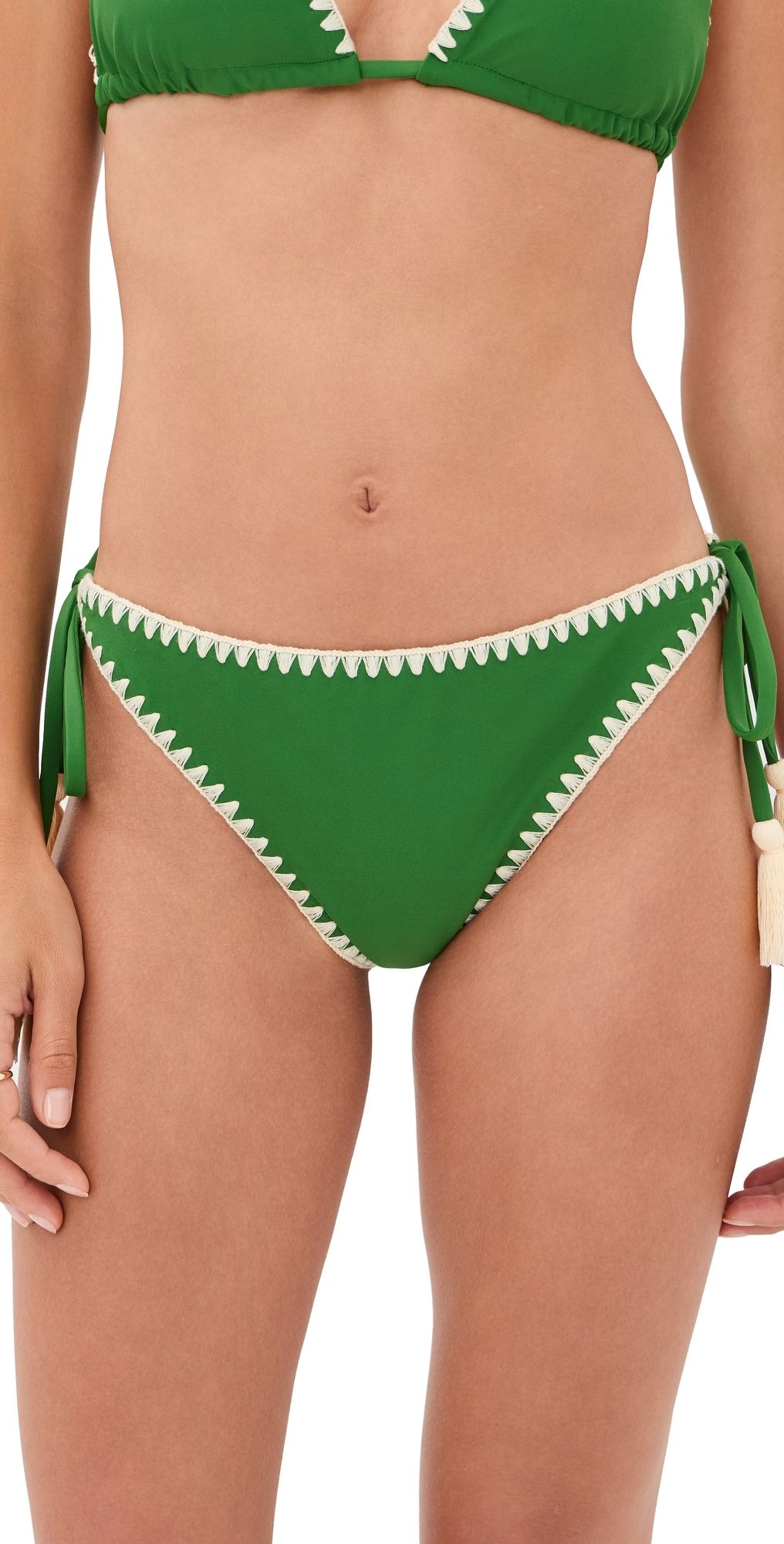 SIMONMILLER Bwai Embroidered Bikini Bottoms Grass Green XL