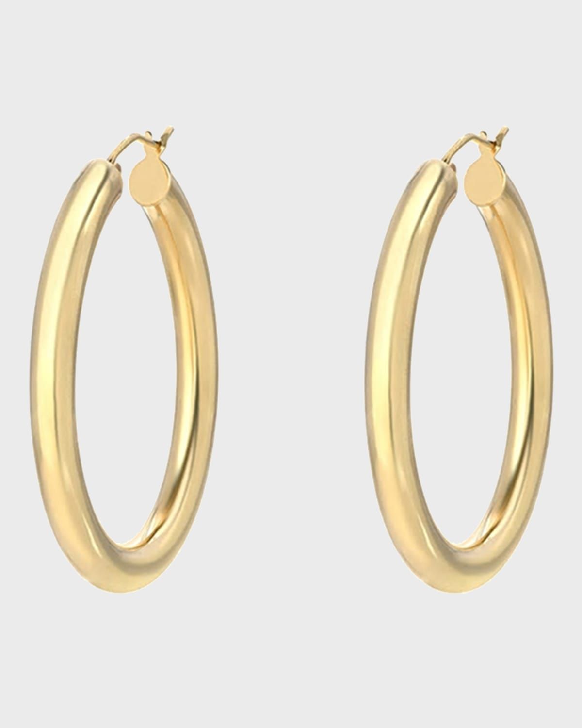 14k Gold Medium Thick Hoop Earrings