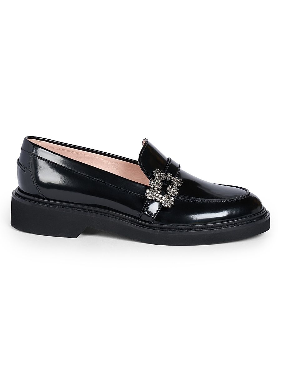 Women's Viv Rangers Strass 25MM Patent Leather Loafers - Black - Size 11