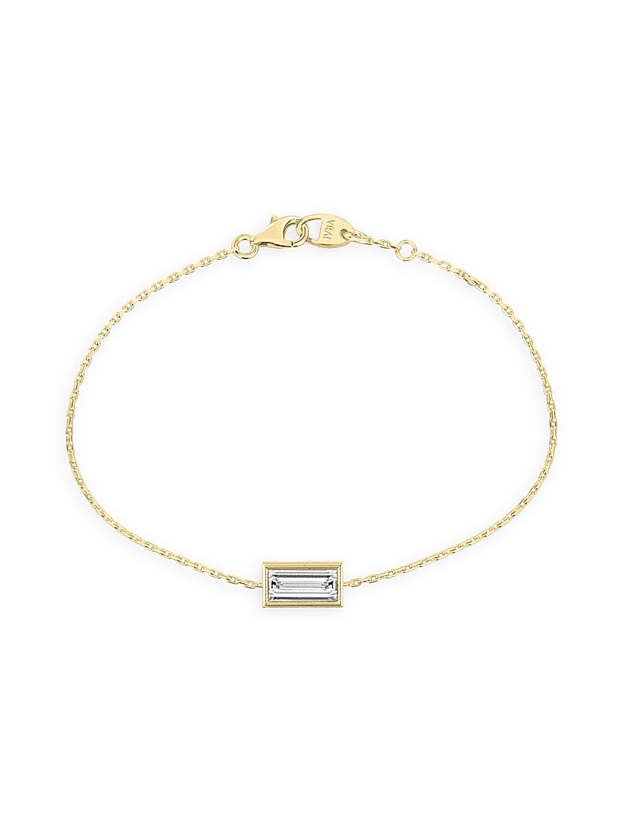 Women's Bezel Essentials 14K Gold & 0.50 TCW Lab-Grown Diamond Baguette Solitaire Bracelet - Yellow Gold
