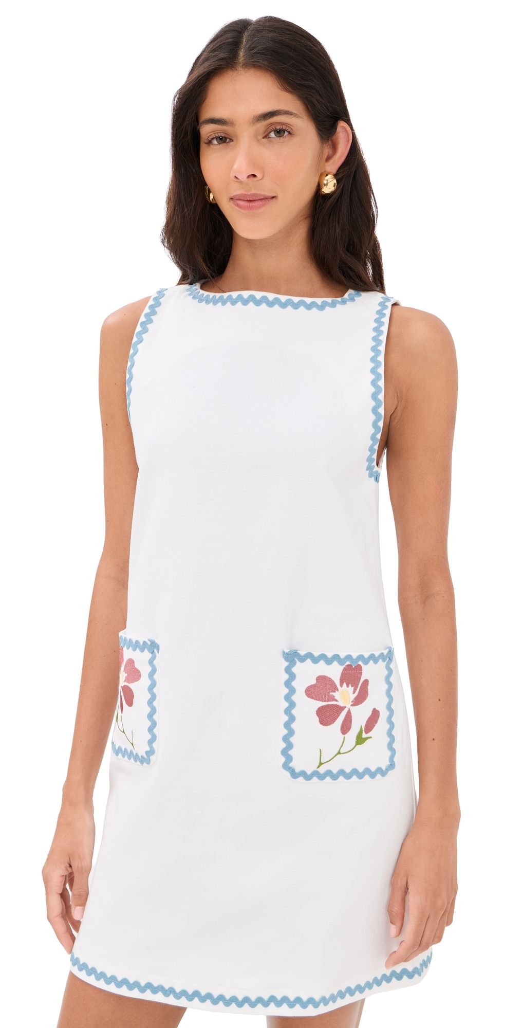 Another Girl Ric Rac Floral Shift Dress Ivory XL