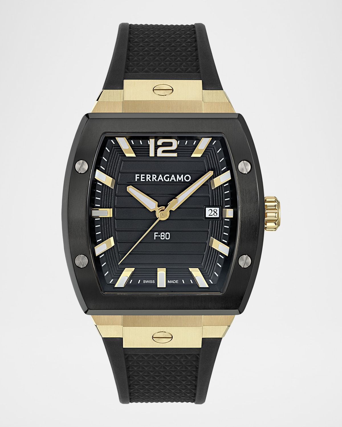 Men & apos;s F80 42mm IP Yellow Gold PU-Strap Watch