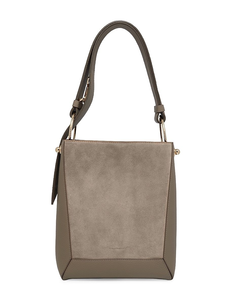 Women's Lana Midi Suede Bucket Bag - Taupe