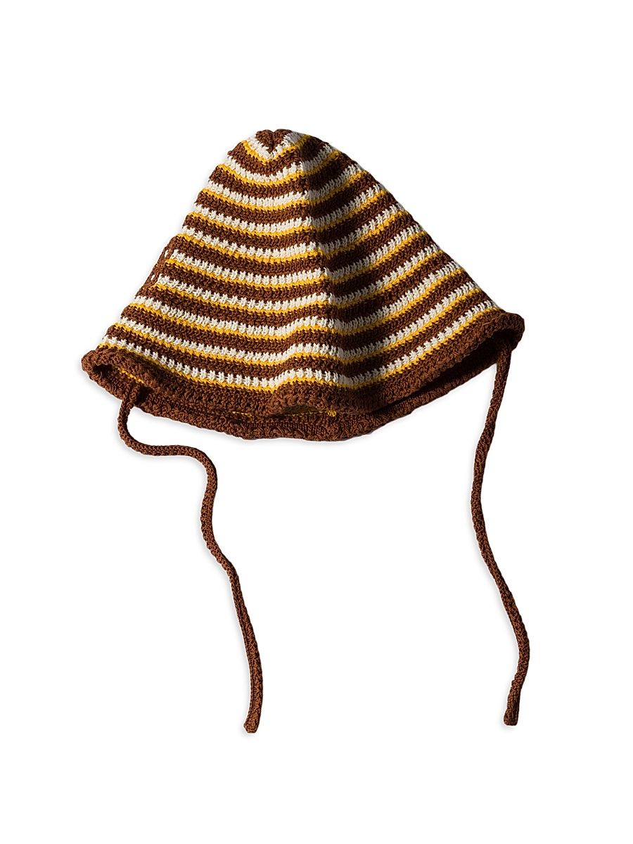 Women's Knitted Cotton Hat - Yellow Brown