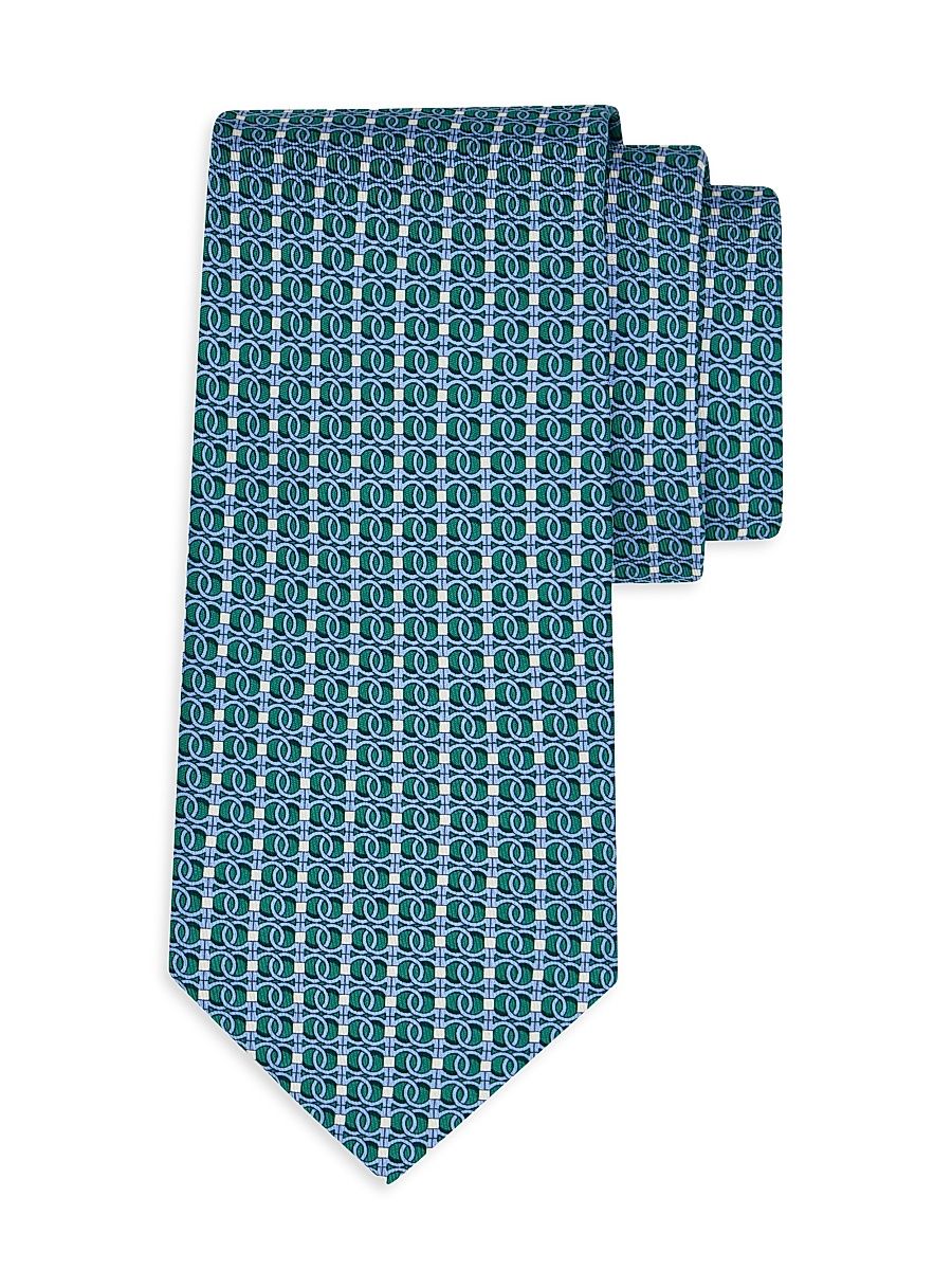 Men's Baby Monogram Silk Tie - Green