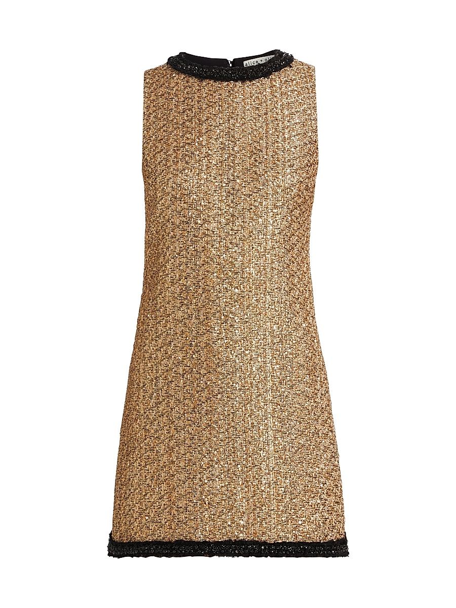 Women's Clyde Metallic Tweed A-Line Minidress - Gold - Size 4