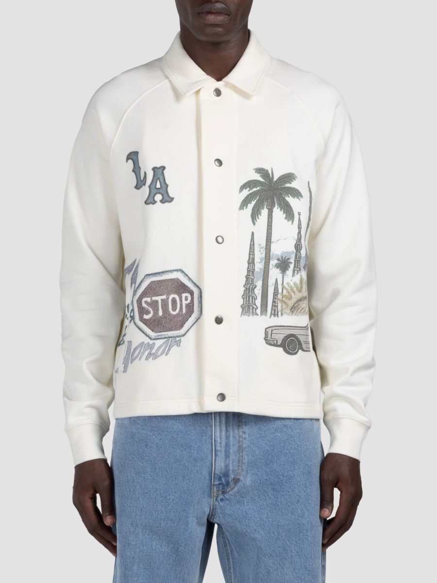 Honor The Gift Men's All Over La Fleece Coaches Jacket - Bone - Size Small