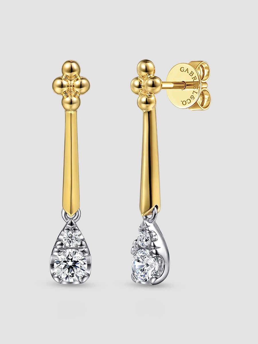 Gabriel & Co Women's Bujukan Clover Two-Tone 14K Gold & 0.30 TCW Diamond Drop Earrings - Yellow Gold