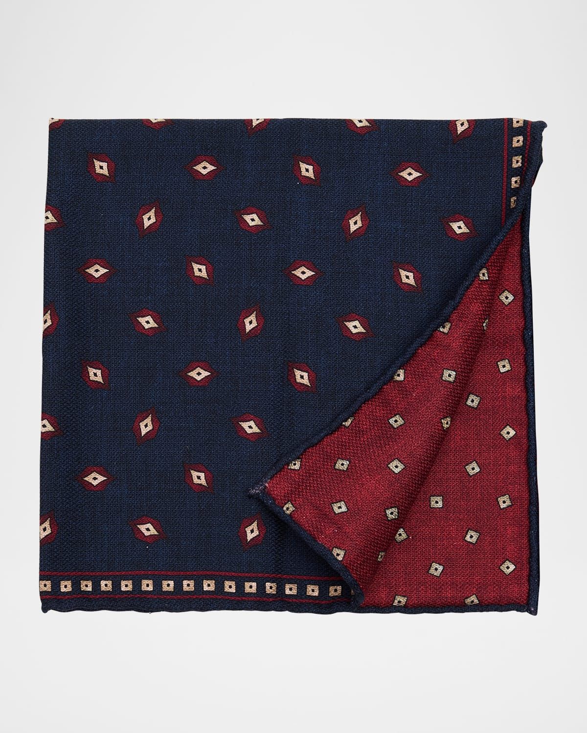 Men & apos;s Geometric Leaf-Print Silk Pocket Square