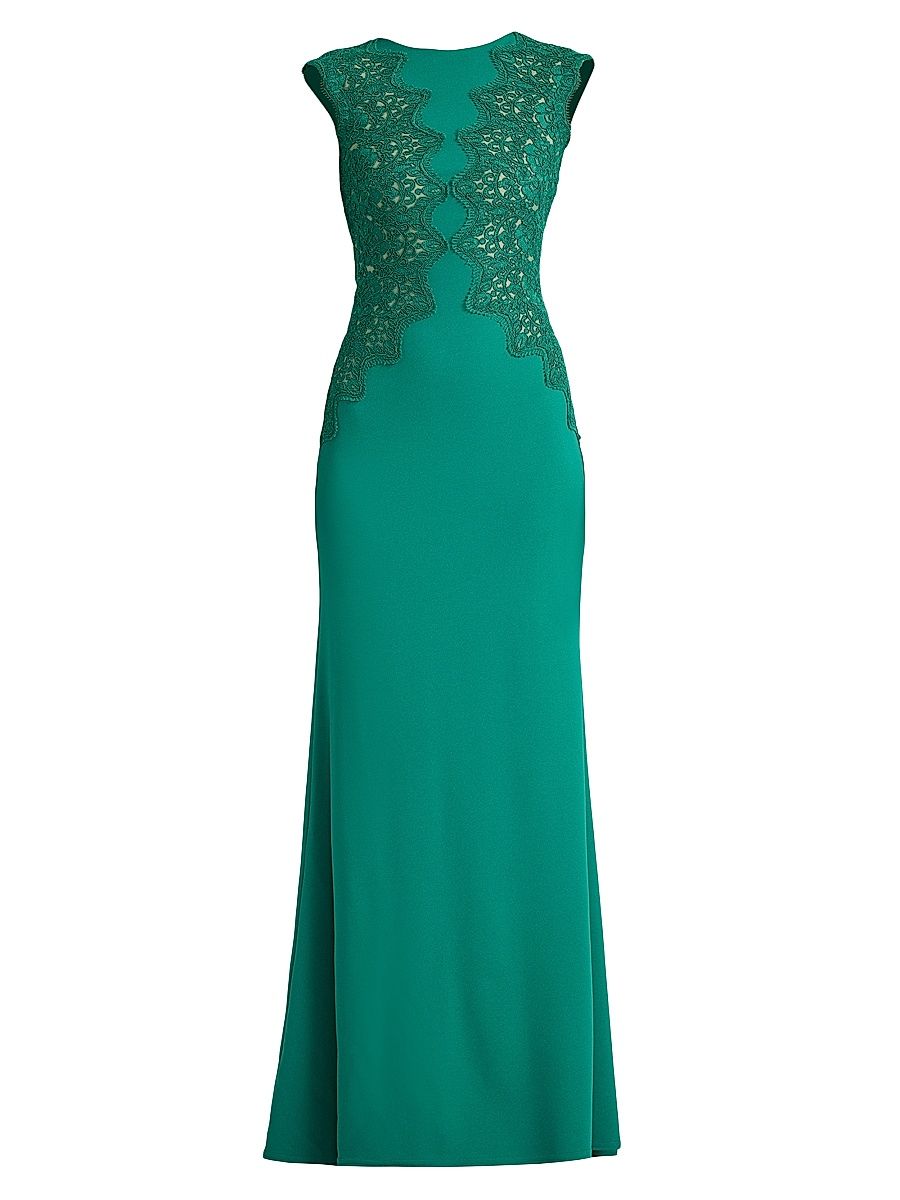 Women's Gant Embroidered Crepe Gown - Emerald - Size 2
