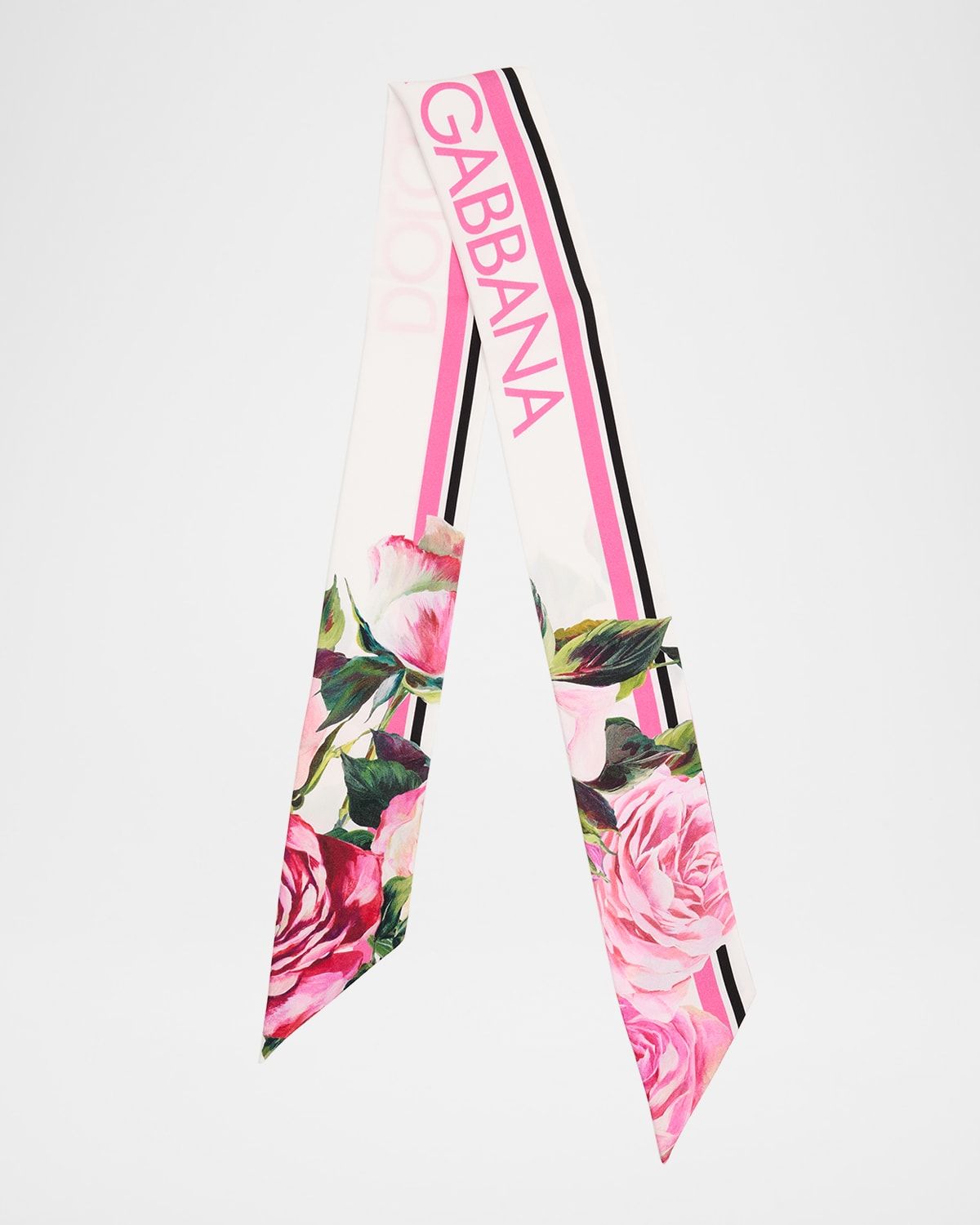 Skinny Floral Silk Twill Scarf