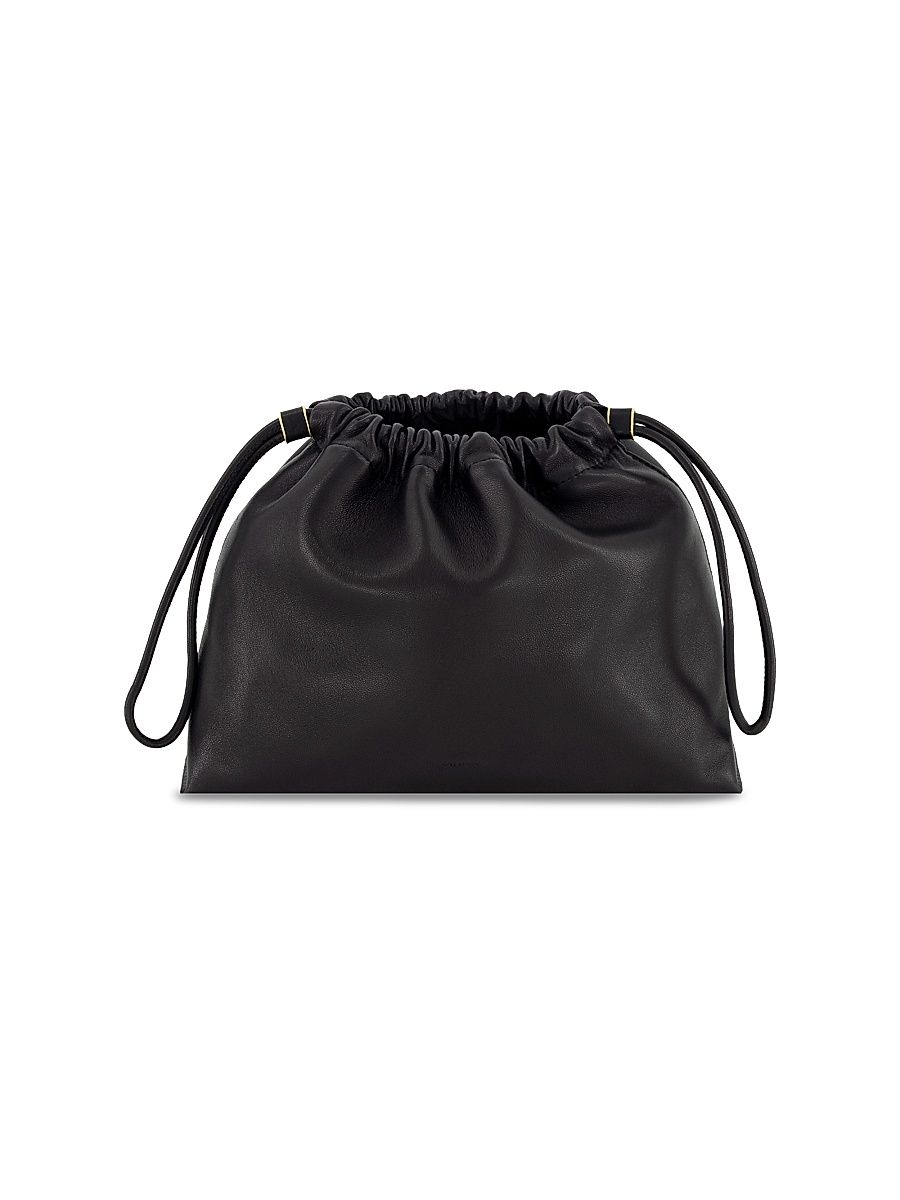 Women's Sarai Leather Drawstring Crossbody Bag - Black