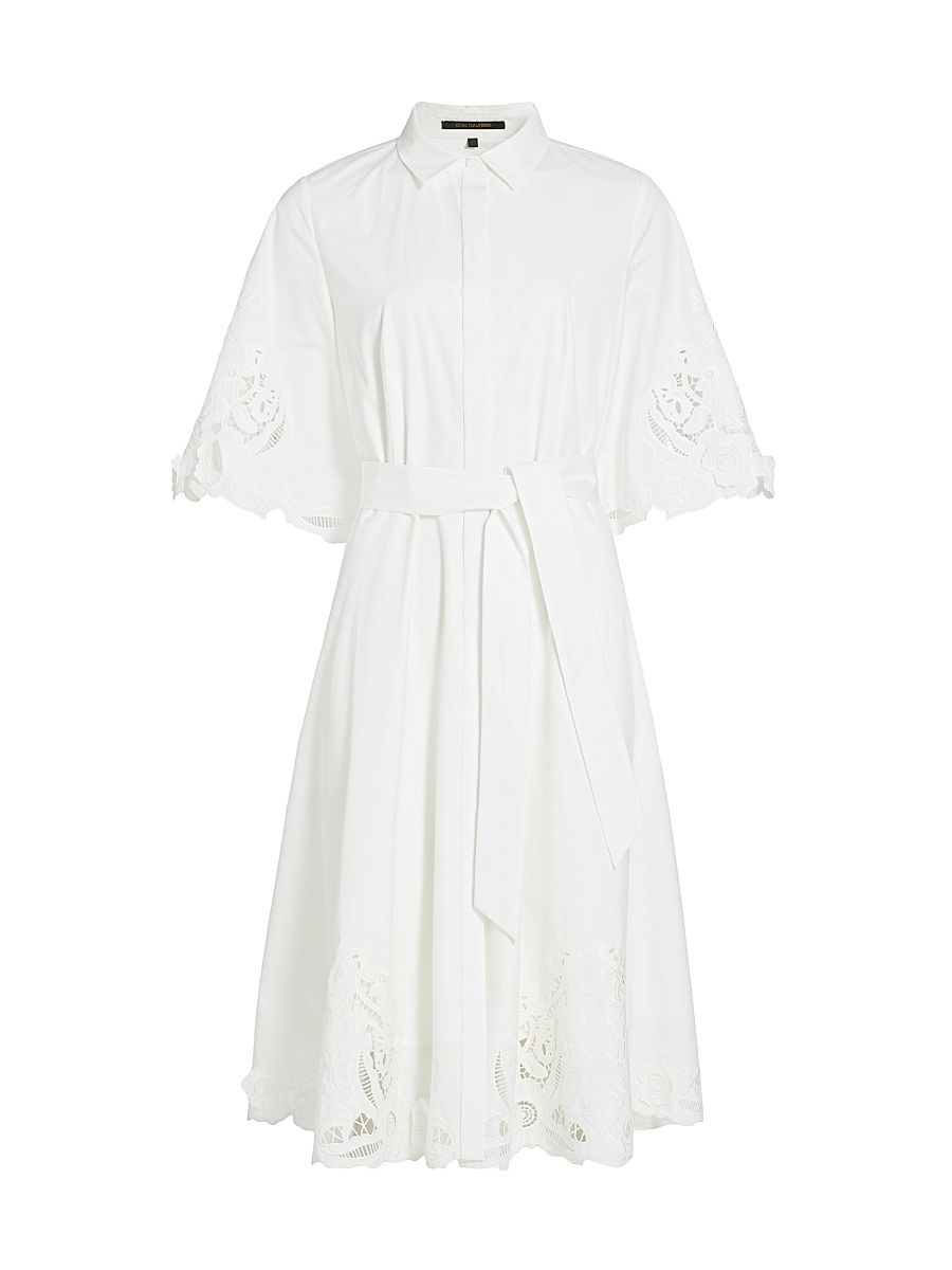 Women's Monty Cotton Poplin Tie-Waist Midi-Shirtdress - White - Size XL