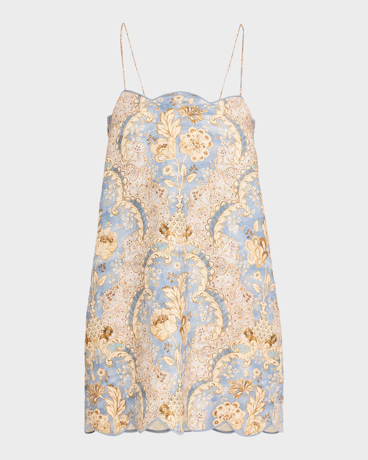 Daylight Scallop Linen Mini Dress