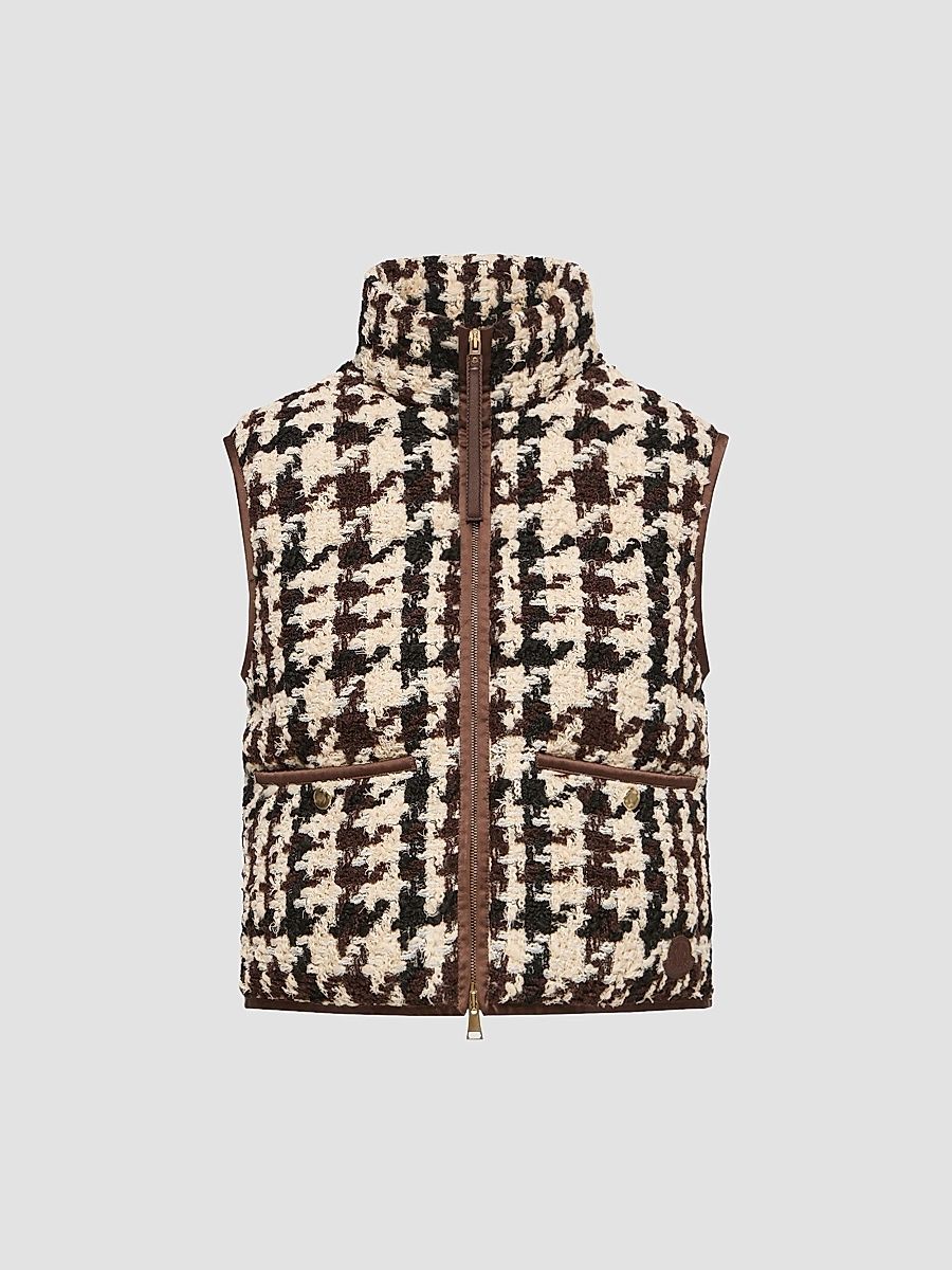 Moncler Women's Emotionallite Padded Vest in Tweed - Beige Multi - Size Large