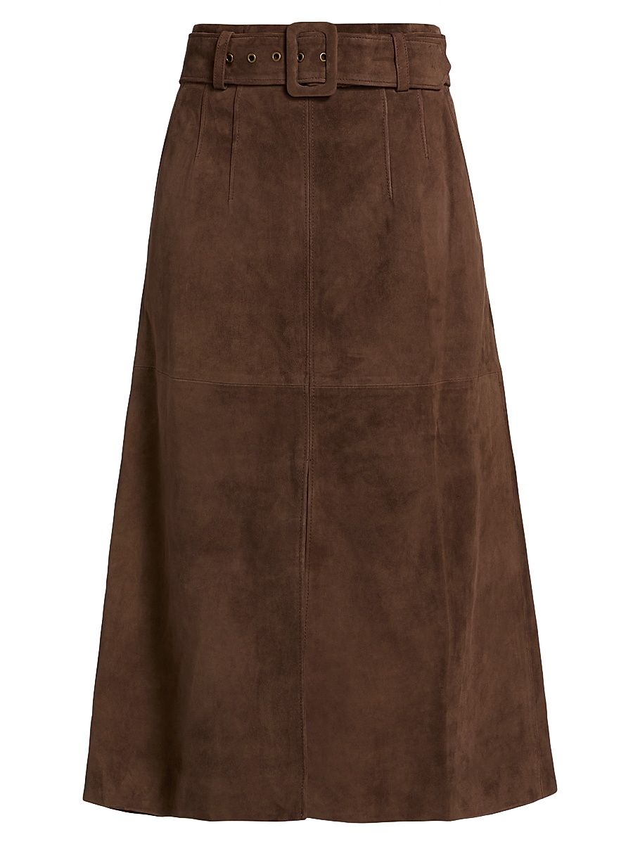 Women's Alexie Belted Suede A-Line Skirt - Mocha - Size 12